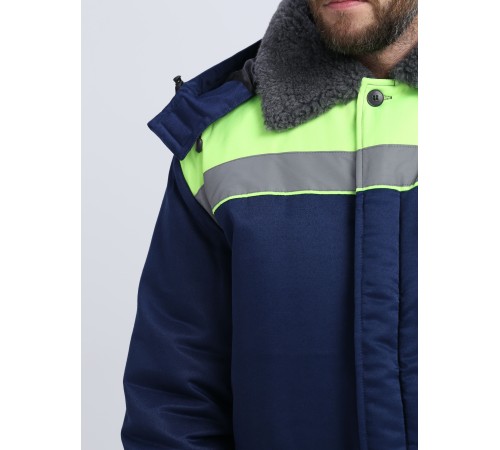 Костюм зимний Труженик-Ультра СОП (тк.Смесовая,210) брюки, т.синий/лимонный