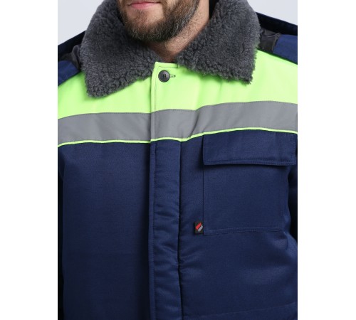 Костюм зимний Труженик-Ультра СОП (тк.Смесовая,210) брюки, т.синий/лимонный