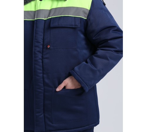 Костюм зимний Труженик-Ультра СОП (тк.Смесовая,210) брюки, т.синий/лимонный