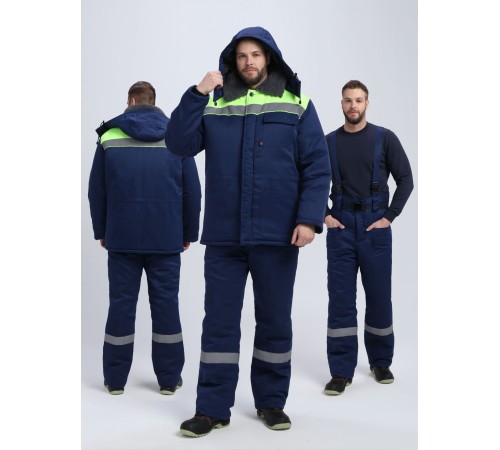 Костюм зимний Труженик-Ультра СОП (тк.Смесовая,210) брюки, т.синий/лимонный
