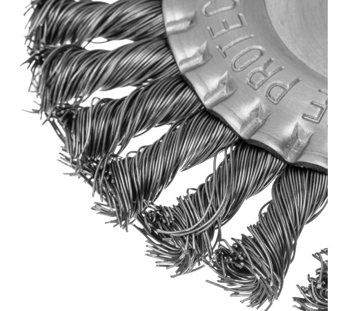 Щетка для УШМ 150 мм, посадка 22.2 мм, плоская, крученая металлическая проволока Сибртех