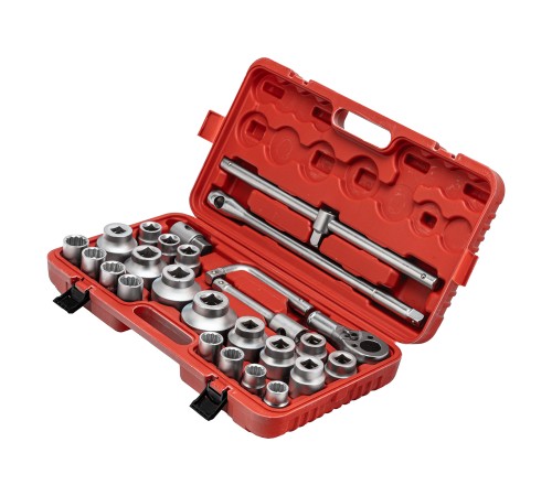 Набор торцевых головок, квадрат, 3/4-1, головки 21 х 65 мм, 26 предметов, пластиковый бокс Matrix