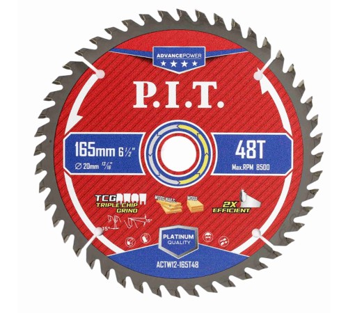 Диск пильный по дереву P.I.T. ACTW12-165T48