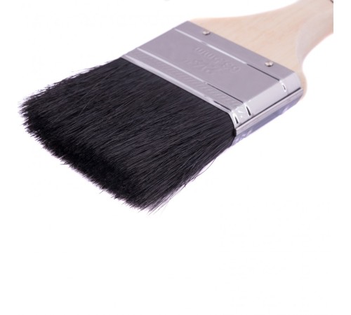 Кисть плоская, натуральная черная щетина, деревянная ручка 2.5