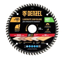 Пильный диск по ламинату ф185 х 30 мм, 60 зубьев Denzel