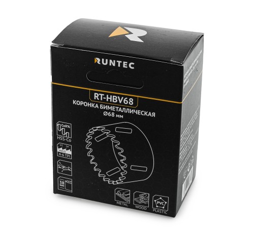 RUNTEC RT-HBV68 Коронка биметаллическая 68 мм RUNTEC BiM HSS-Co8, 4-6 TPI RUNTEC RT-HBV68 Коронка биметаллическая 68 мм RUNTEC BiM HSS-Co8, 4-6 TPI