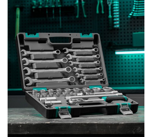 Набор инструментов, 1/2, CrV, пластиковый кейс, 31 предмет Stels