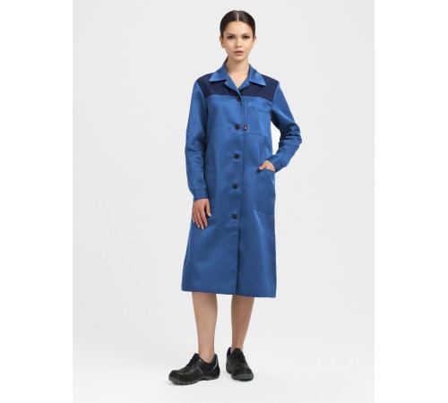 Халат женский Легион (тк.Смесовая,210), васильковый/т.синий