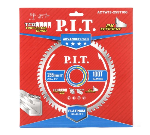 Диск пильный по алюминию P.I.T. ACTW13-255T100