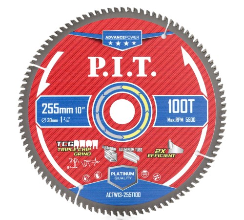 Диск пильный по алюминию P.I.T. ACTW13-255T100