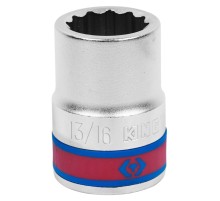 Головка торцевая стандартная двенадцатигранная 3/4", 13/16", дюймовая KING TONY 633026S