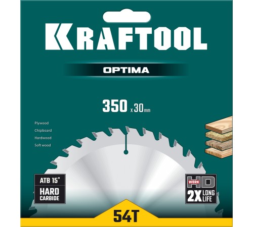 KRAFTOOL Optima, 350 х 30 мм, 54Т, пильный диск по дереву (36951-350-30) KRAFTOOL Optima, 350 х 30 мм, 54Т, пильный диск по дереву (36951-350-30)