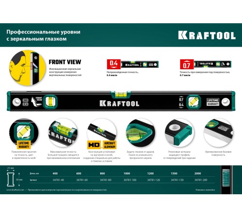 KRAFTOOL 800 мм, уровень с зеркальным глазком GRAND 34781-80 KRAFTOOL 800 мм, уровень с зеркальным глазком GRAND 34781-80