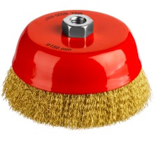 MIRAX 150 мм, витая стальная латунированная проволока 0.3 мм, чашечная щетка-крацовка для УШМ (35142-150)