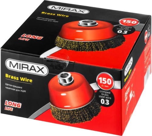 MIRAX Ø 150 мм, проволока 0.3 мм, щетка чашечная для УШМ 35142-150 MIRAX Ø 150 мм, проволока 0.3 мм, щетка чашечная для УШМ 35142-150