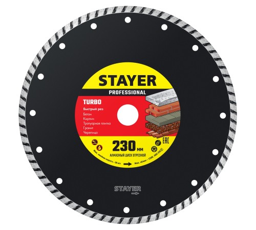 STAYER Ø 230Х22.2 мм, алмазный, сегментный, диск отрезной PROGRESSIVE 3662-230_z02 Professional STAYER Ø 230Х22.2 мм, алмазный, сегментный, диск отрезной PROGRESSIVE 3662-230_z02 Professional