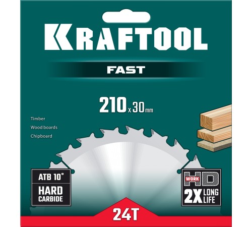KRAFTOOL Fast, 210 х 30 мм, 24Т, пильный диск по дереву (36950-210-30) KRAFTOOL Fast, 210 х 30 мм, 24Т, пильный диск по дереву (36950-210-30)