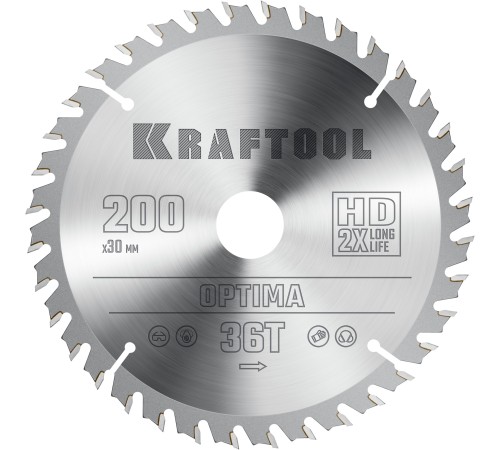 KRAFTOOL Optima, 200 х 30 мм, 36Т, пильный диск по дереву (36951-200-30) KRAFTOOL Optima, 200 х 30 мм, 36Т, пильный диск по дереву (36951-200-30)