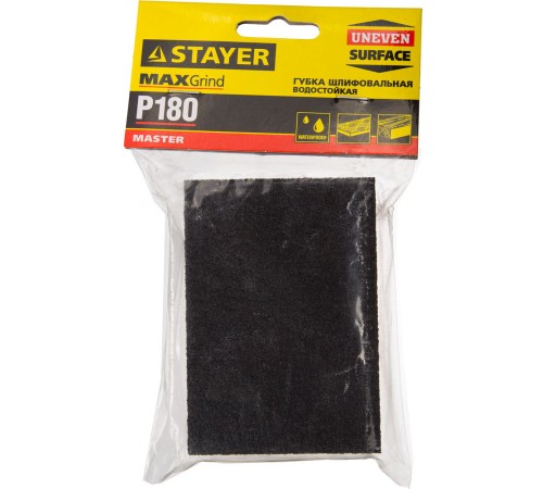 STAYER 100х68х26мм, Р180, четырехсторонняя, губка шлифовальная 3560-3 STAYER 100х68х26мм, Р180, четырехсторонняя, губка шлифовальная 3560-3