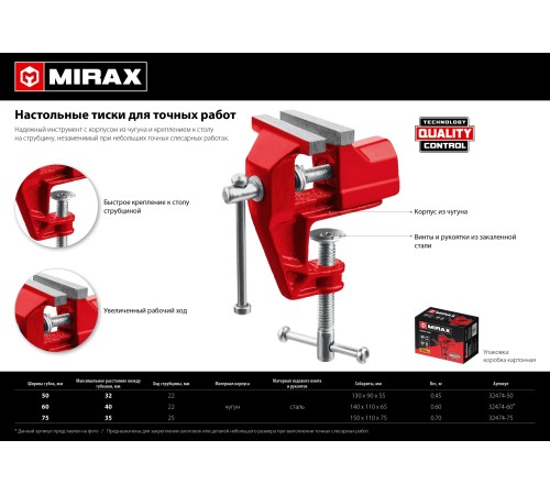 MIRAX 75 мм, настольные тиски (32474-75) MIRAX 75 мм, настольные тиски (32474-75)