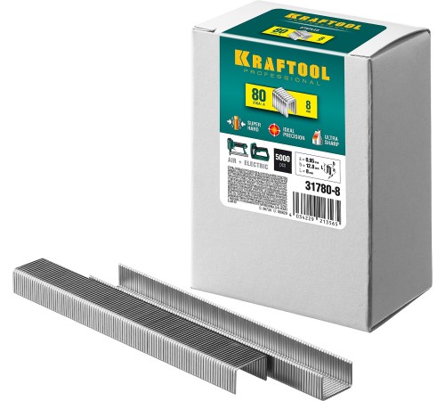 KRAFTOOL скобы тип 80, 8 мм, скобы для степлера 31780-8 KRAFTOOL скобы тип 80, 8 мм, скобы для степлера 31780-8