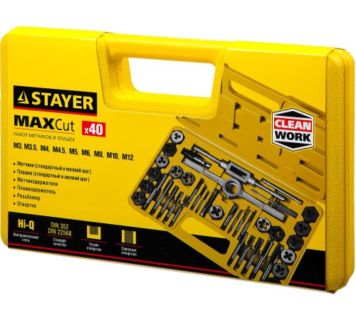 STAYER 40 предметов, легированная сталь, набор метчиков и плашек MaxCut 2805-H40_z01 STAYER 40 предметов, легированная сталь, набор метчиков и плашек MaxCut 2805-H40_z01