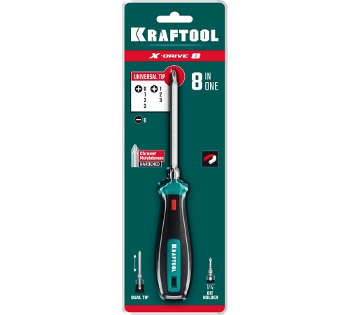 KRAFTOOL 8-в-1, отвертка универсальная 26168 KRAFTOOL 8-в-1, отвертка универсальная 26168