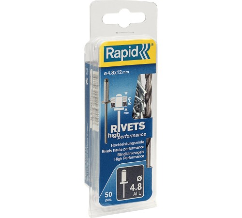 RAPID 4.8 х 12 мм, 50 шт, алюминиевая заклепка (5000388) RAPID 4.8 х 12 мм, 50 шт, алюминиевая заклепка (5000388)