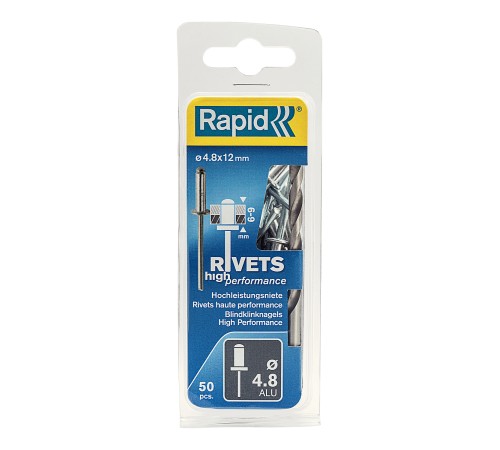 RAPID 4.8 х 12 мм, 50 шт, алюминиевая заклепка (5000388) RAPID 4.8 х 12 мм, 50 шт, алюминиевая заклепка (5000388)