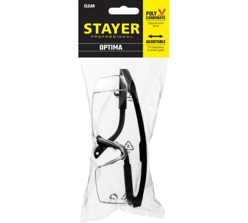 STAYER прозрачный, регулируемые по длине дужки, очки защитные OPTIMA 2-110451_z01