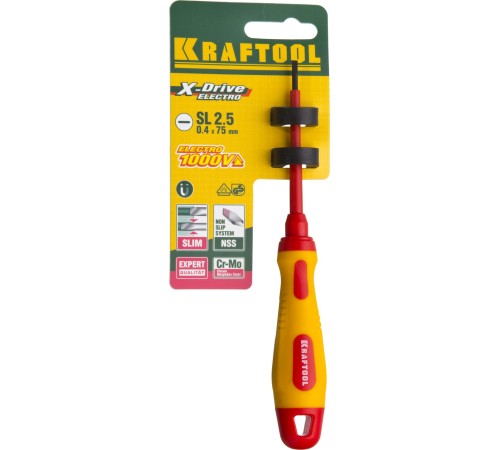 KRAFTOOL SL2.5х75 мм, отвертка высоковольтная 250083-2.5-075 KRAFTOOL SL2.5х75 мм, отвертка высоковольтная 250083-2.5-075