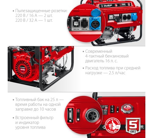 ЗУБР 7 кВт, однофазный, синхронный, щеточный, с электростартером, бензиновый генератор СБ-7000Е Мастер ЗУБР 7 кВт, однофазный, синхронный, щеточный, с электростартером, бензиновый генератор СБ-7000Е Мастер