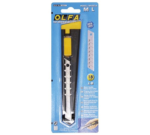 OLFA 18 мм, сегментированное лезвие, автофиксатор, нож OL-ML OLFA 18 мм, сегментированное лезвие, автофиксатор, нож OL-ML