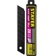 STAYER BLACK SHARP, 18 мм, 10 шт, сегментированные черные особоострые лезвия (0920-S10) STAYER BLACK SHARP, 18 мм, 10 шт, сегментированные черные особоострые лезвия (0920-S10)
