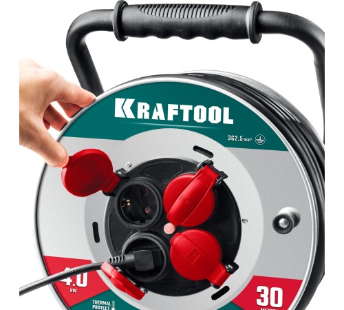 KRAFTOOL КГ 3х2.5 30м 4000Вт IP44, HEAVY DUTYСиловой удлинитель на стальной катушке (55086-30) KRAFTOOL КГ 3х2.5 30м 4000Вт IP44, HEAVY DUTYСиловой удлинитель на стальной катушке (55086-30)
