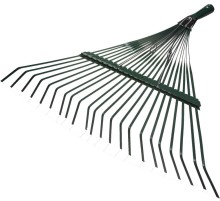 GRINDA GR-45X, 22 плоских зубца, размеры 450 х 30 х 500 мм, стальная рабочая часть, без черенка, усиленные веерные грабли (421871)