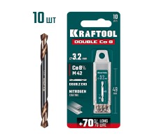 KRAFTOOL DOUBLE Сo-8 3.2х49мм, Сверло двухстороннее по металлу, сталь M42(+8%Co), класс А (29654-3.2-10)