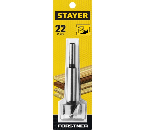 STAYER Ø22 х 90 мм, сверло Форстнера по дереву  STAYER Ø22 х 90 мм, сверло Форстнера по дереву