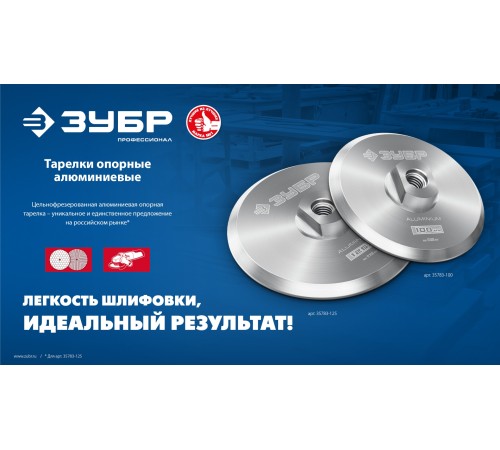 ЗУБР d 100 мм, М14, держатель алюминиевый для АГШК, ПРОФЕССИОНАЛ (35783-100) ЗУБР d 100 мм, М14, держатель алюминиевый для АГШК, ПРОФЕССИОНАЛ (35783-100)