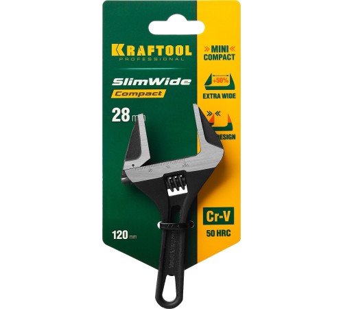 KRAFTOOL 120/28 мм, Cr-V, ключ разводной SlimWide Compact 27266-15 KRAFTOOL 120/28 мм, Cr-V, ключ разводной SlimWide Compact 27266-15