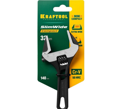 KRAFTOOL 140/32 мм, Cr-V, ключ разводной SlimWide Compact 27266-20 KRAFTOOL 140/32 мм, Cr-V, ключ разводной SlimWide Compact 27266-20