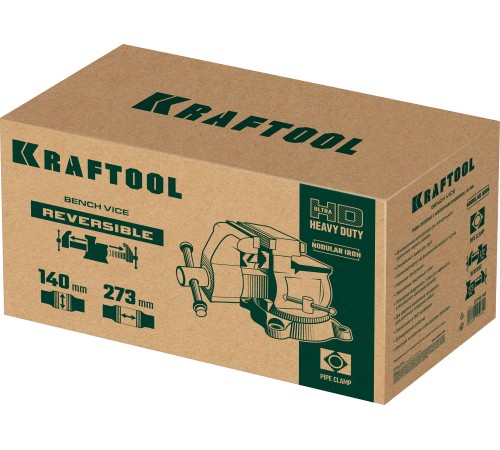 KRAFTOOL Reversible 140 мм, расход 273 мм, Слесарные тиски (32705-140) KRAFTOOL Reversible 140 мм, расход 273 мм, Слесарные тиски (32705-140)