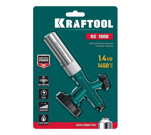 KRAFTOOL KG-1000 цельнометаллическая с пьезоподжигом, газовая горелка на баллон (55514) KRAFTOOL KG-1000 цельнометаллическая с пьезоподжигом, газовая горелка на баллон (55514)