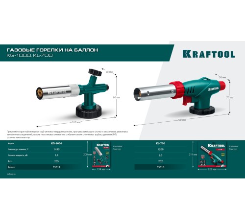 KRAFTOOL KG-1000 цельнометаллическая с пьезоподжигом, газовая горелка на баллон (55514) KRAFTOOL KG-1000 цельнометаллическая с пьезоподжигом, газовая горелка на баллон (55514)