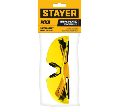 STAYER MX-9, открытого типа, желтые, защитные очки с двухкомпонентными дужками (110491) STAYER MX-9, открытого типа, желтые, защитные очки с двухкомпонентными дужками (110491)
