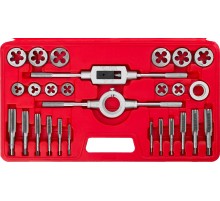 ЗУБР 27 предм., сталь 9ХС, набор метчиков и плашек в пластиковом боксе (28123-H27)