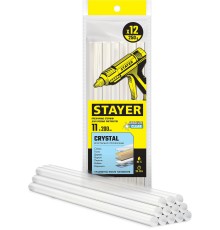 STAYER Cristal, 11 х 200 мм, 12 шт, прозрачные, универсальные клеевые стержни Professional (0682-12) STAYER Cristal, 11 х 200 мм, 12 шт, прозрачные, универсальные клеевые стержни Professional (0682-12)
