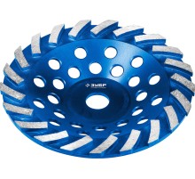 ЗУБР Турбо, d 180 мм, сегментированная алмазная шлифовальная чашка, Профессионал (33370-180)