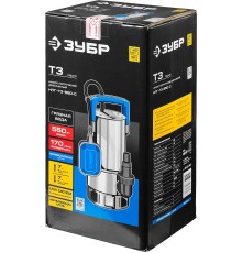 ЗУБР 550 Вт, дренажный насос для грязной воды, корпус - нерж. сталь, Профессионал (НПГ-Т3-550-С)