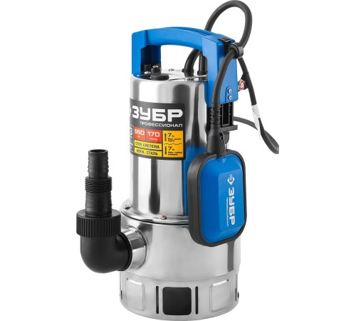 ЗУБР 550 Вт, дренажный насос для грязной воды, корпус - нерж. сталь, Профессионал (НПГ-Т3-550-С)